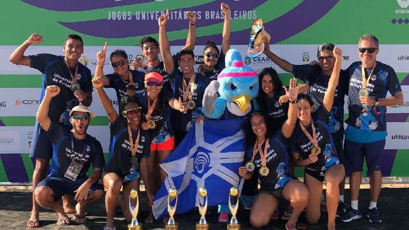 Em 2022, os atletas da Unifor conquistaram várias medalhas, incluindo ouro no Beach Tennis, no Vôlei de Praia, no Beach Wrestling e no Cross Training (Foto: Divulgação)
