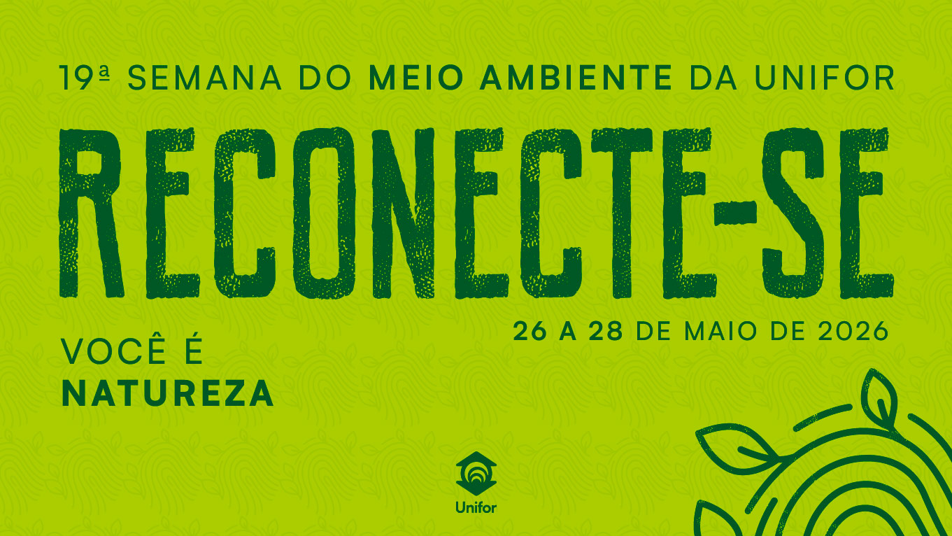 Logotipos da Semana do Meio Ambiente e da Unifor sobre um fundo verde
