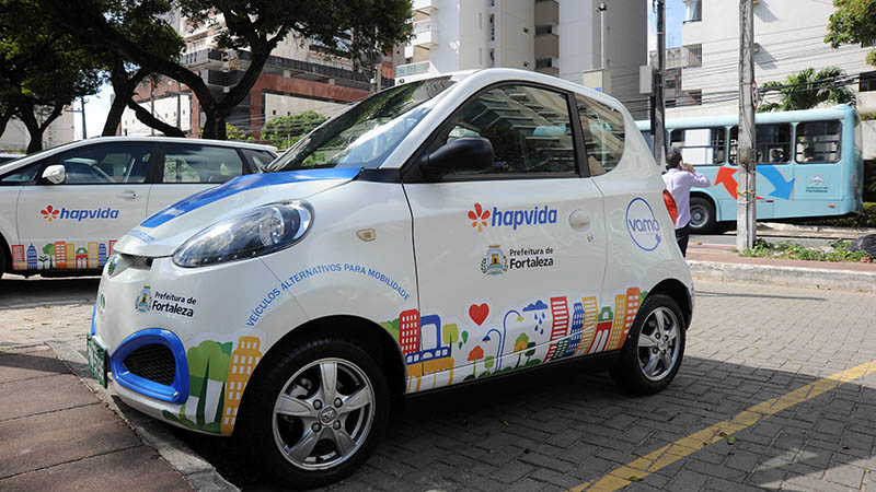 O sistema de Veículos Alternativos para Mobilidade (VAMO) é um serviço de carros elétricos compartilhados da cidade de Fortaleza (Foto: DIvulgação)