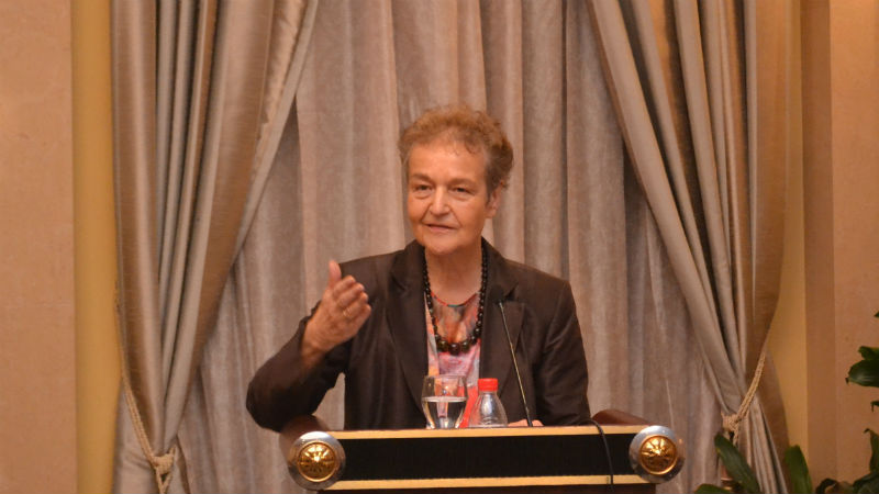 A jurista e professora alemã Herta Däubler-Gmelin participou de conferência em março de 2019 na Unifor (Foto: Divulgação).