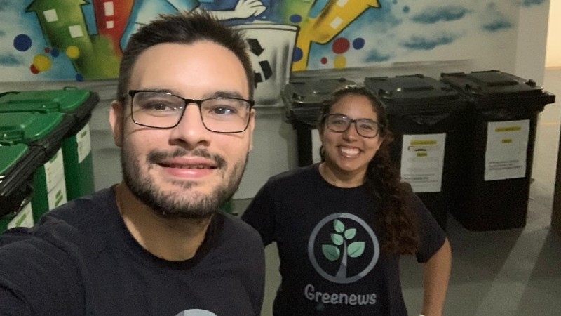 O engenheiro ambiental Leonardo Lima, formado pela Unifor, e sua sócia Mayra Dias, também egressa da Unifor (Foto: Arquivo pessoal)