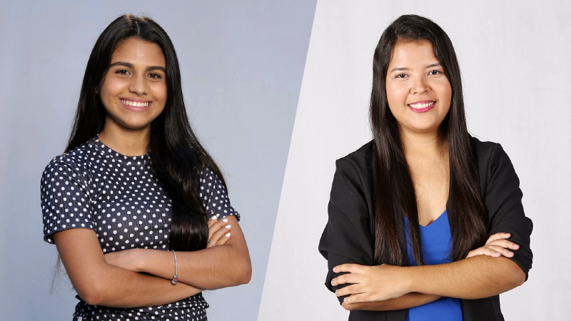As alunas Letícia Monteiro e Misaelly Silva apresentam o Unifor Notícias desta sexta-feira ao vivo, às 17h30 (Foto: Divulgação)