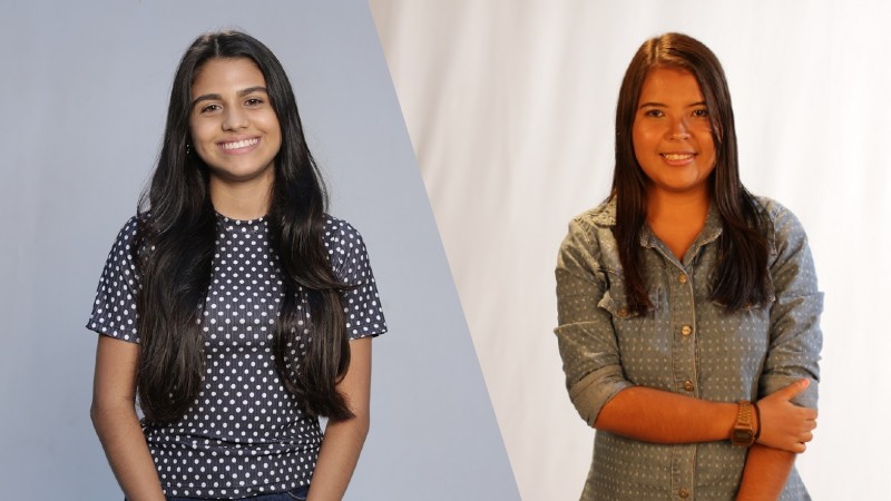 As alunas Letícia Monteiro e Misaelly Silva apresentam o Unifor Notícias desta sexta às 17h30, ao vivo. (Foto: Divulgação)