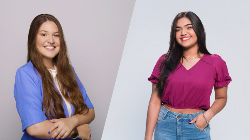 Isabel Prado e Melina Melo, estudantes de Jornalismo da Unifor, apresentam o Unifor Notícias desta sexta-feira ao vivo, às 17h30 (Foto: Divulgação)