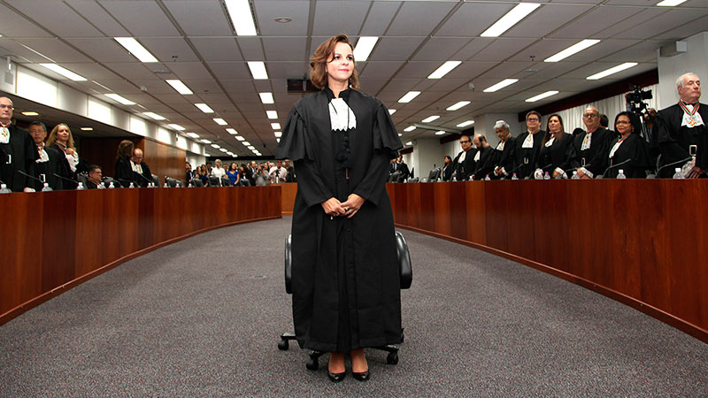 Inês Virgínia Prado Soares, durante sua posse como Desembargadora Federal no TRF3. A convidada é autora de obras no campo dos Direitos Humanos e Direitos Culturais (Foto: Assessoria de Comunicação Social do TRF3)