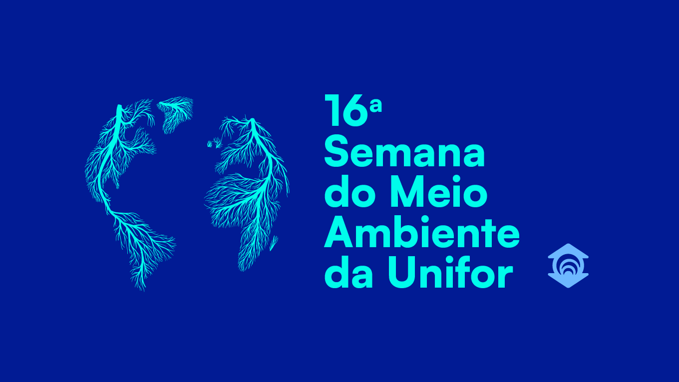 Logotipos da Semana do Meio Ambiente e da Unifor sobre um fundo azul