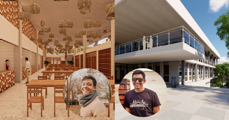 À esquerda, o centro gastronômico projetado por Gabriel Freire e à direita, o projeto de coworking elaborado por Kandarpa Galas. (Fotos: Divulgação)