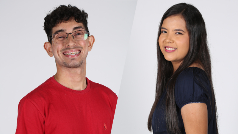 Gabriel Alves e Misaelly Silva, estudantes de Jornalismo da Unifor, apresentam o Unifor Notícias nesta sexta-feira, a partir das 17h30 (Foto: Divulgação)