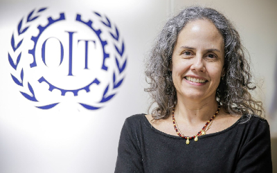 No evento, a profª Ana Virginia destaca como as normas da OIT podem orientar a atuação da Justiça de cada país para garantir a proteção mínima aos trabalhadores (Foto: Divulgação/OIT)