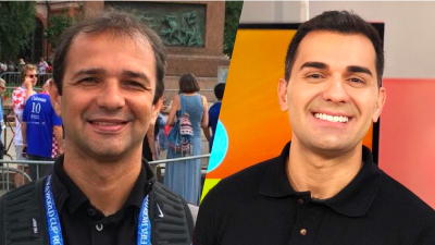 Os jornalistas Mário Kempes (esquerda) e Marcos Montenegro