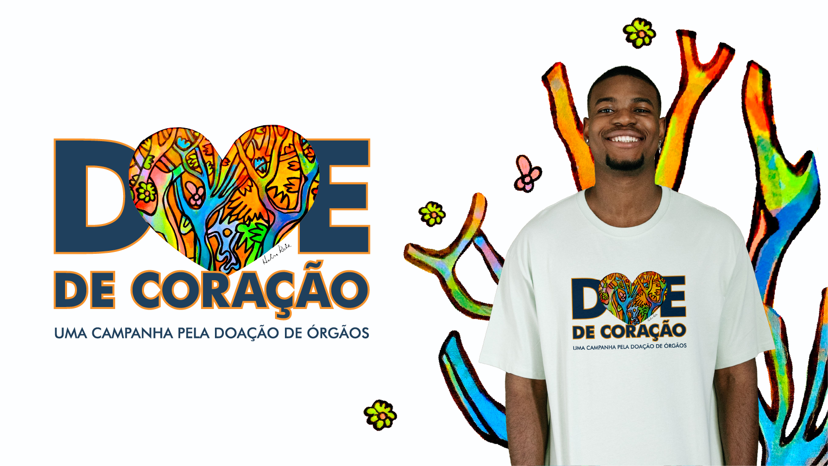 Desde os primeiros esboços, a identidade da Doe de Coração 2026 revelou cores vivas que se ramificam como veias e galhos, lembrando artérias