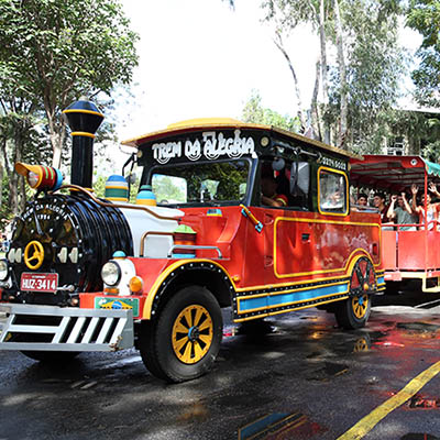 trem da alegria para tour pelo campus